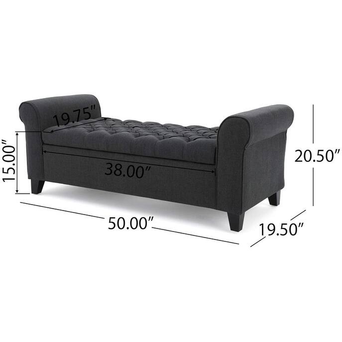 Hayes Armed Storage Bench - Dark Gray