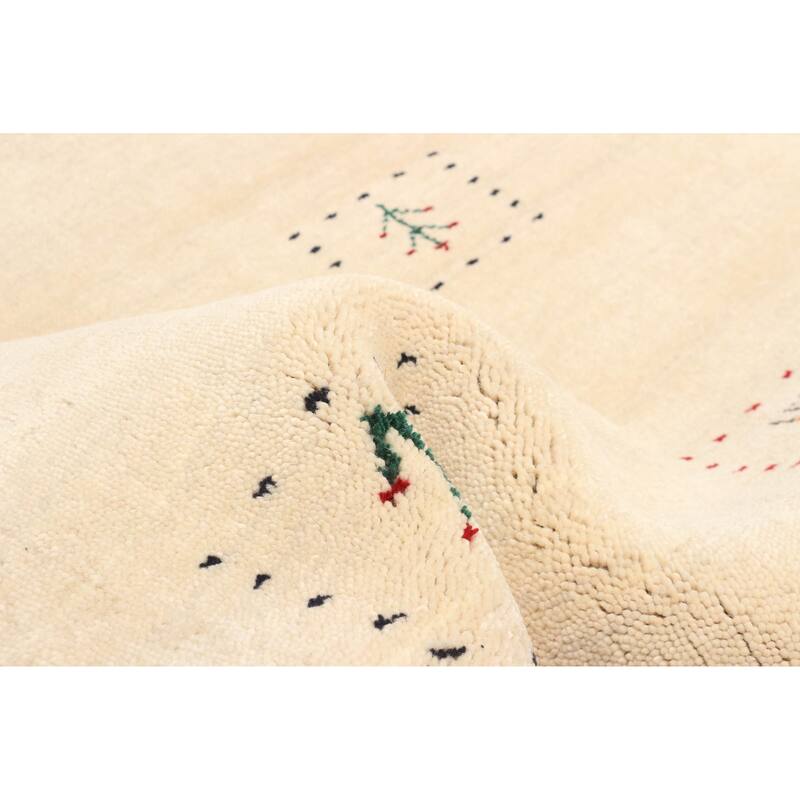 ECARPETGALLERY Hand Loomed Kashkuli Gabbeh Cream Wool Rug - 3'1 x 4'10