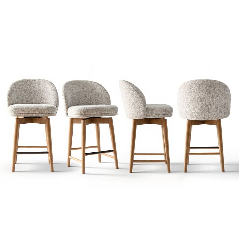 25.5" Swivel Solid Wood Leg Upholstered Counter Stool(Set of 4)
