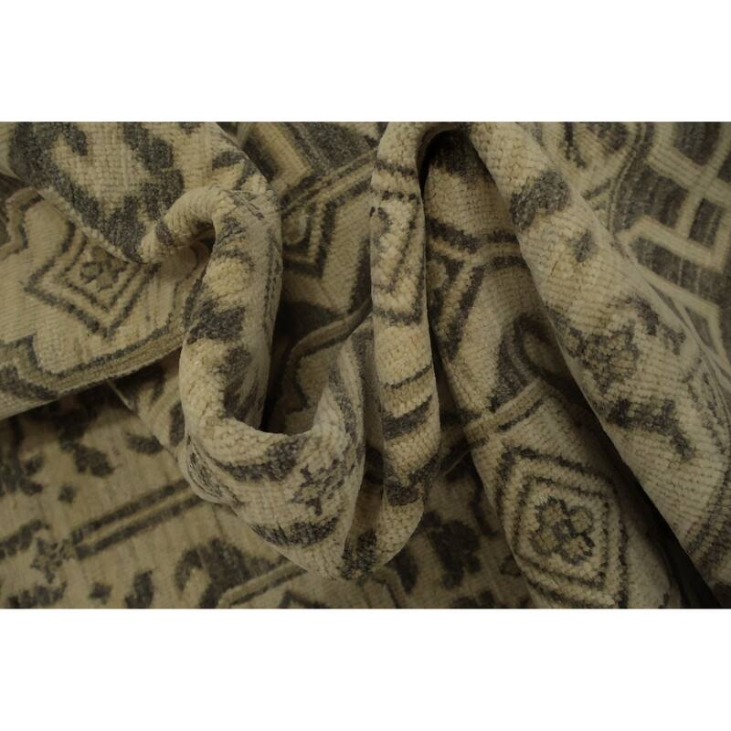 Hand Knotted Oriental 100% Wool Carpet Traditional Geometric Beige & Ivories Peshawar Area Rug - 10' 0'' X 8' 1''