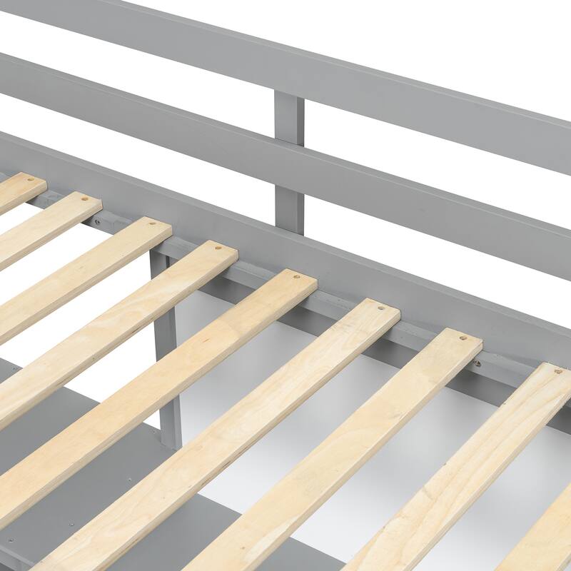 Space-Saving Twin Loft Bed with Shelves, Desk & Writing Board - Gray