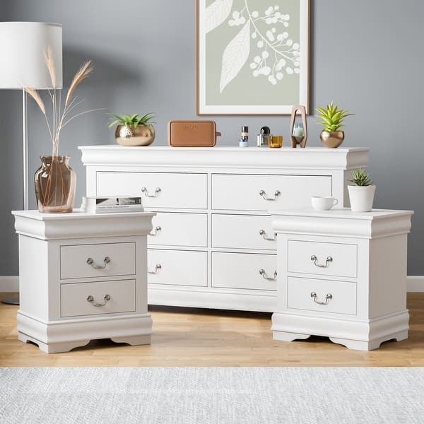 white dresser and nightstand set Savannah Drawer Chest with LED Lights