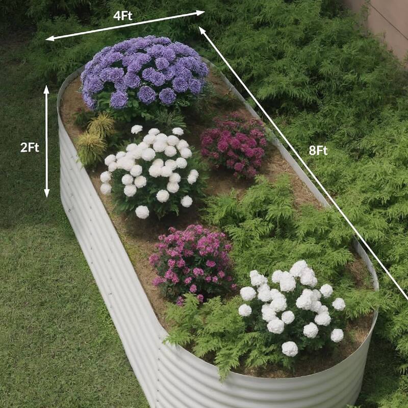 8x4x2ft 2Pcs Galvanized Raised Garden Bed Planter Boxes Outdoor, Off-White for Vegetables, Fruits, Flowers, Herbs - N/A