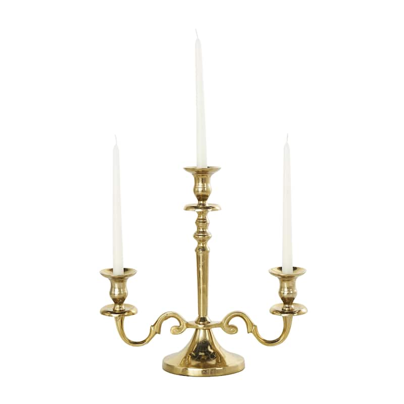 Aluminum Metal Scrolled Candelabra - Gold or Silver - Roche River Decor