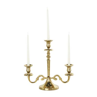 Aluminum Metal Scrolled Candelabra - Gold or Silver - Roche River Decor
