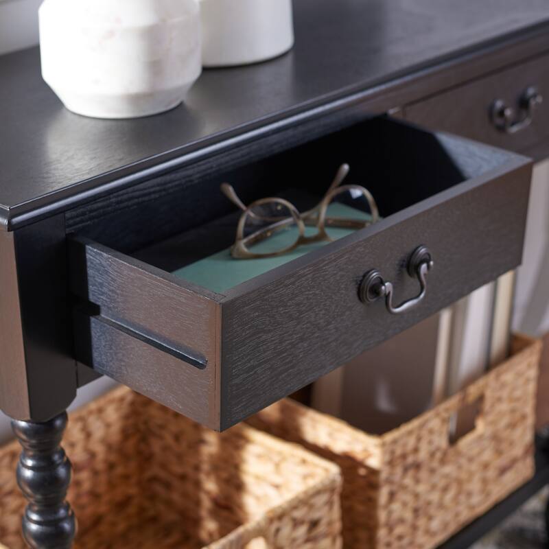 SAFAVIEH Henretta 2-Drawer Console Table - 35.5" W x 13" L x 29.5" H - 35.5" W x 13" L x 29.5" H - 36Wx13Dx30H - Black