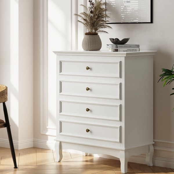 Royalcraft White 4 Drawer Dresser Large Storage Chest with Ball Bearing Slide