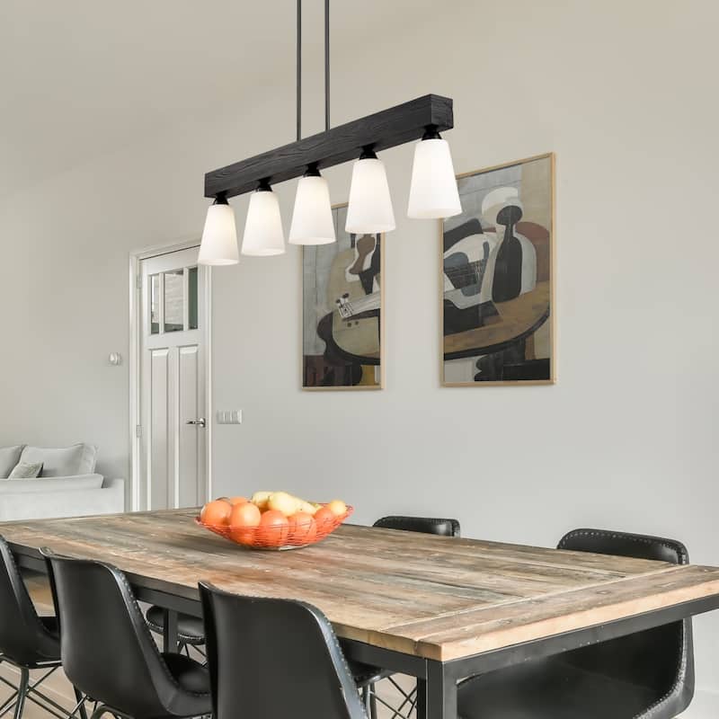 Wry Lighting Neela 5-light Island Light in Matte Black