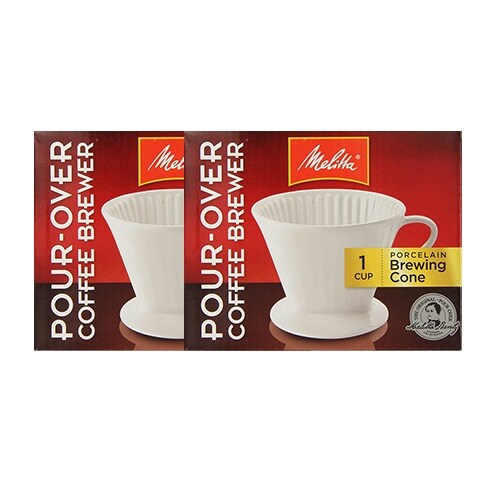 Melitta 64101 Porcelain 2 Cone Brewer (2-Pack) Porcelain #2 Pour Over Cone