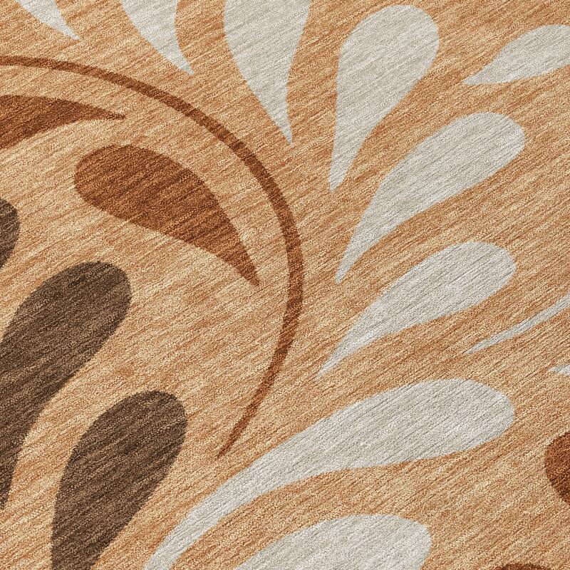 Machine Washable Indoor/ Outdoor Floral Arabesque Chantille Rug