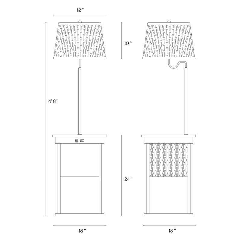 Brightech Madison 56 in. Havana Brown Mid-Century LED Bedside Table Lamp with Fabric Drum Shade and Built-In USB Port (2-Pack)