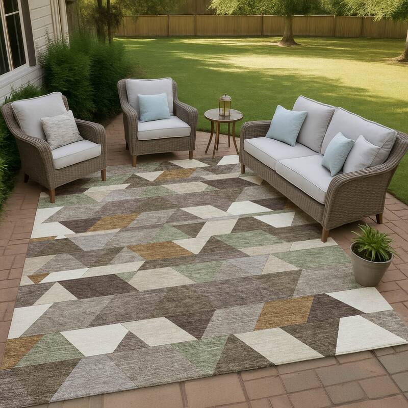 Machine Washable Indoor/ Outdoor Modern DeVaughn Chantille Rug - Chocolate - 3' x 5'