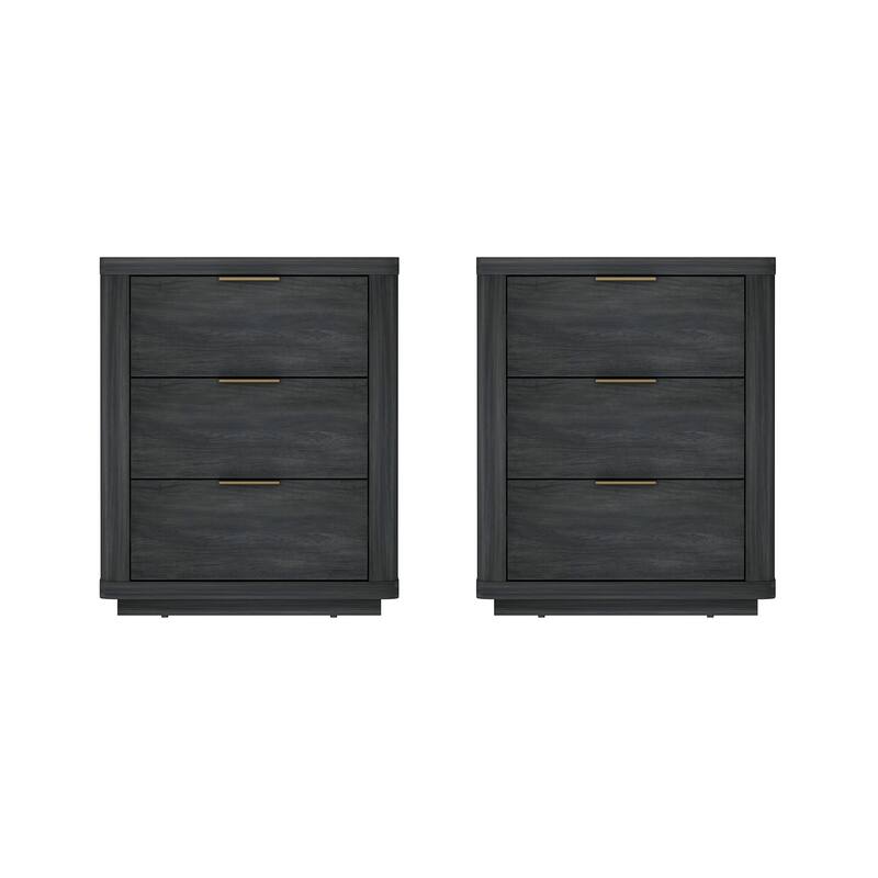 Manhattan Comfort Evelyn 3 Drawer Modern Nightstand Set of 2