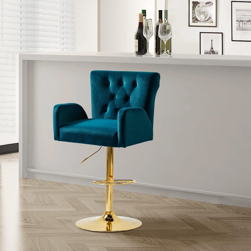 Loreto Modern Tufted Velvet Swivel chair with Adjustable Height by HULALA HOME