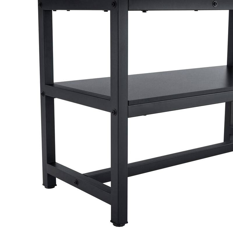 71" Two-Tone Rectangular Dining Table Set with Lower Storage Shelf, Modern Kitchen Dining Table & Chairs Set for Family