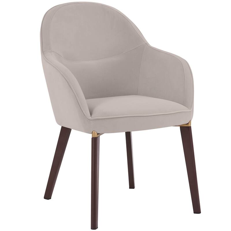Elias Dining Chair Upholstered in Leather Velvet and Powder Coated Legs - Light Grey