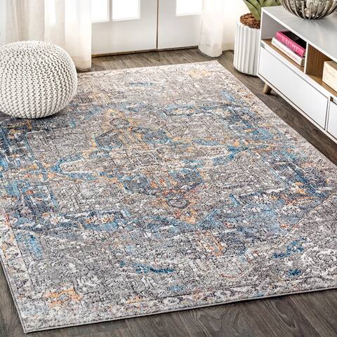 Maras Vintage Medallion Gray/Mustard/Turquoise Area Rug