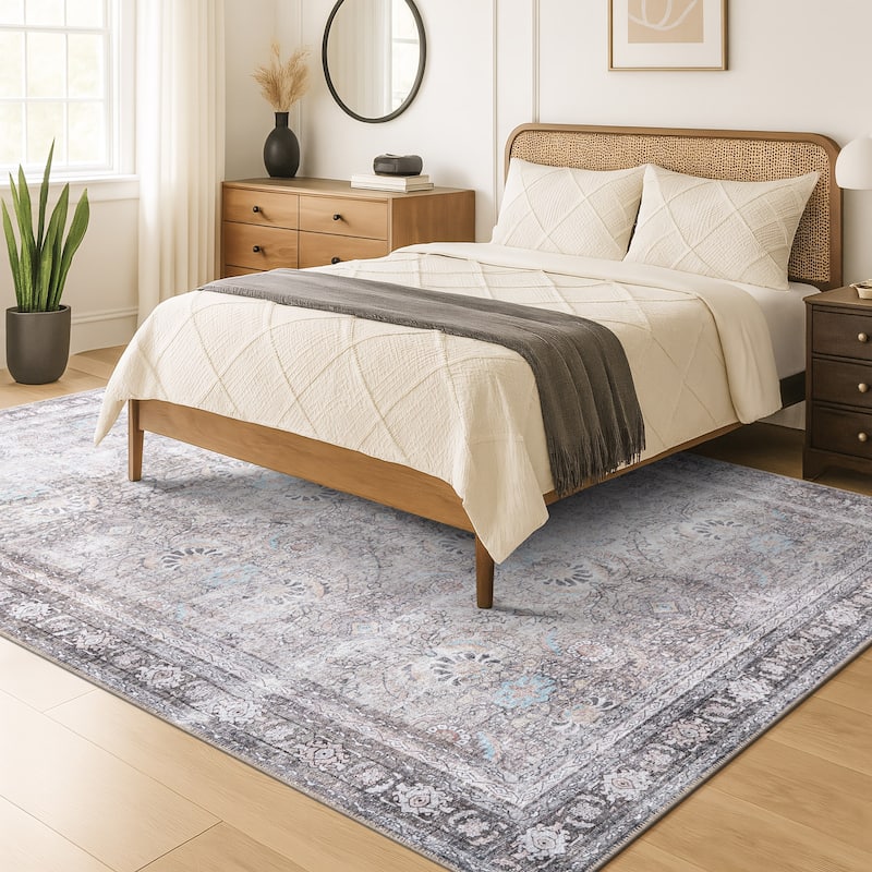 World Rug Gallery Vintage Inspired Machine Washable Non Slip Area Rug