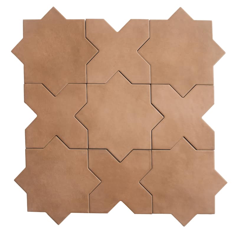 Seville 7" Star with 5" Cross Matte Porcelain Wall and Floor Tile (10.62 sq ft/case) - 68 Pack - Terracotta