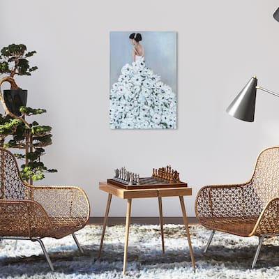 Wynwood Studio Fashion and Glam Fancy Look White and Light Gray French Country Wall Art Canvas Print