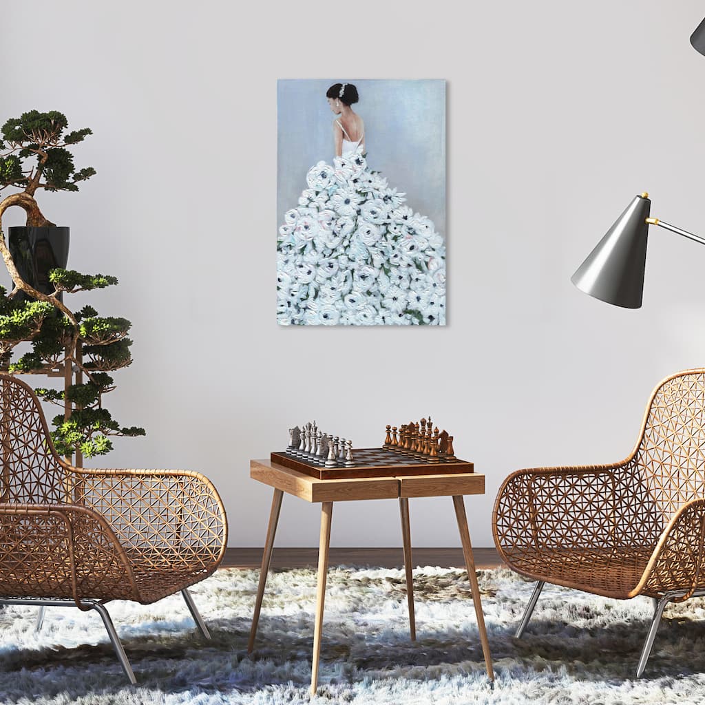Wynwood Studio Fashion and Glam Fancy Look White and Light Gray French Country Wall Art Canvas Print
