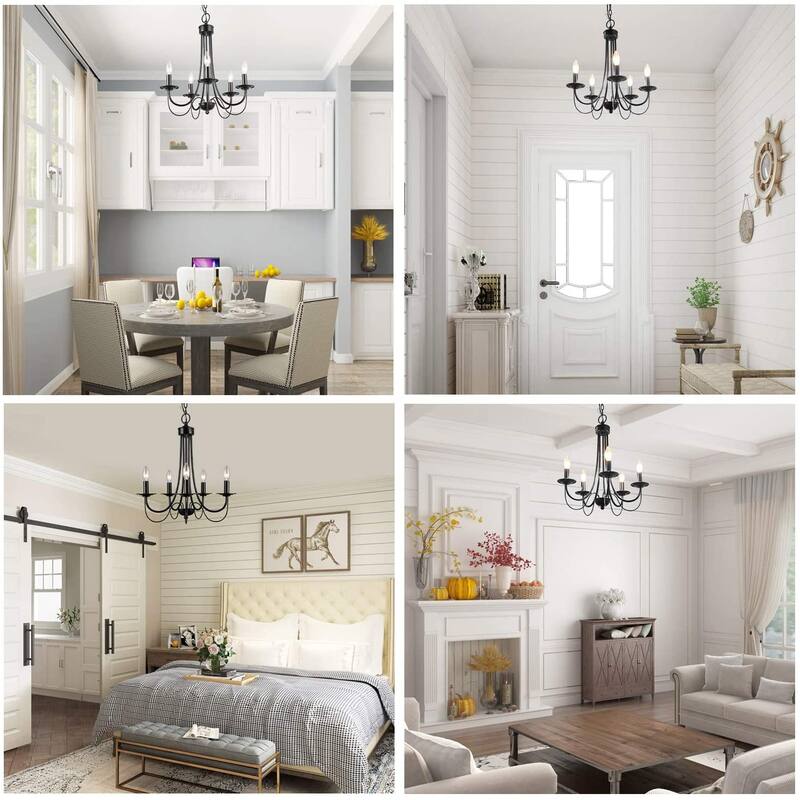 5 light 2 layer black chain candle chandelier