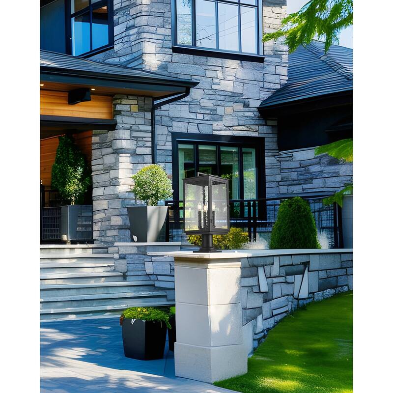 Z-Lite 5019PHBR-533PM Hartwell 4 Light 25" Tall Post Light with Seedy