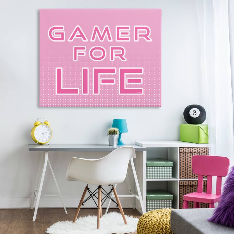 Stupell Pink Gamer For Life Canvas Wall Art Design By Yass Naffas Designs