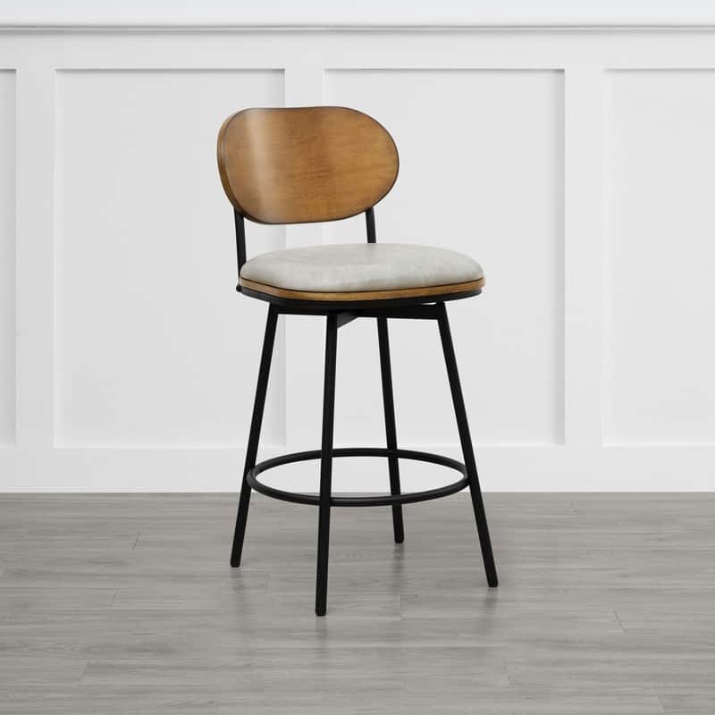 Spruce & Spring Megan Swivel Counter Bar Stool with Metal Legs