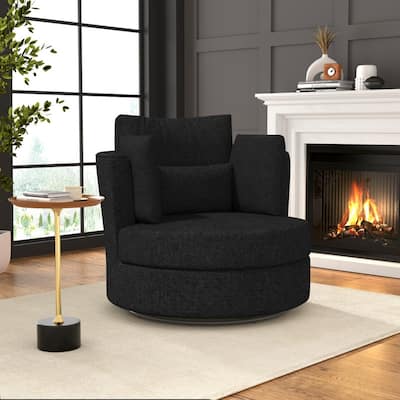 Chenille Swivel 34.7" Wide Soft Modern Upholstered Accent Chair