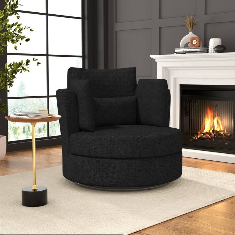 Swivel 34.7" Wide Comfortable Chenille Accent Chair