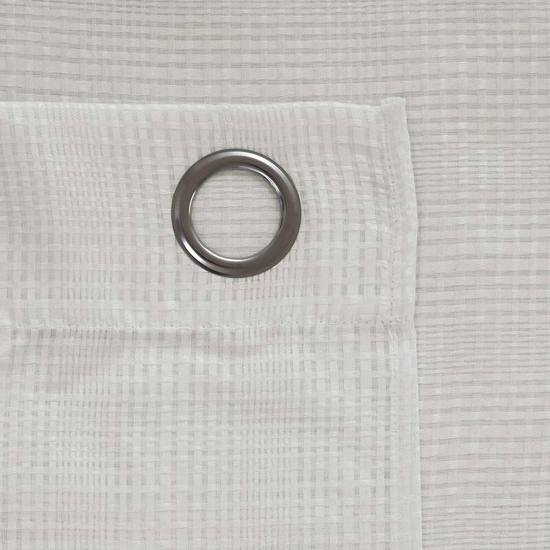 Deconovo White Sheer Grommet Curtains with Checkered Design, 2 Panels