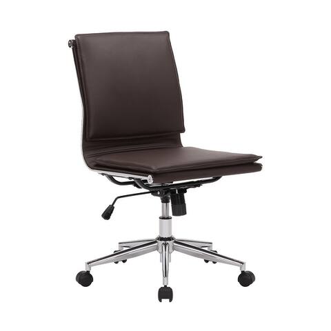 Porthos Home Trent PU Leather Armless Office Chair, Adjustable Seat