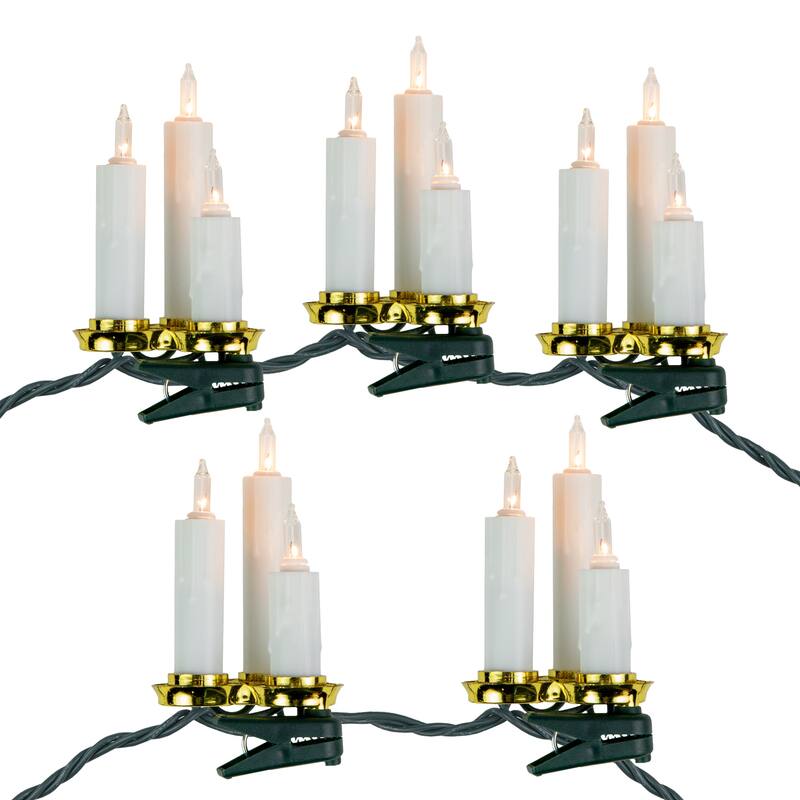 7ct Dripping Clip On Candle Cluster Christmas Lights 6.5' Green Wire
