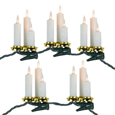 7ct Dripping Clip On Candle Cluster Christmas Lights 6.5' Green Wire