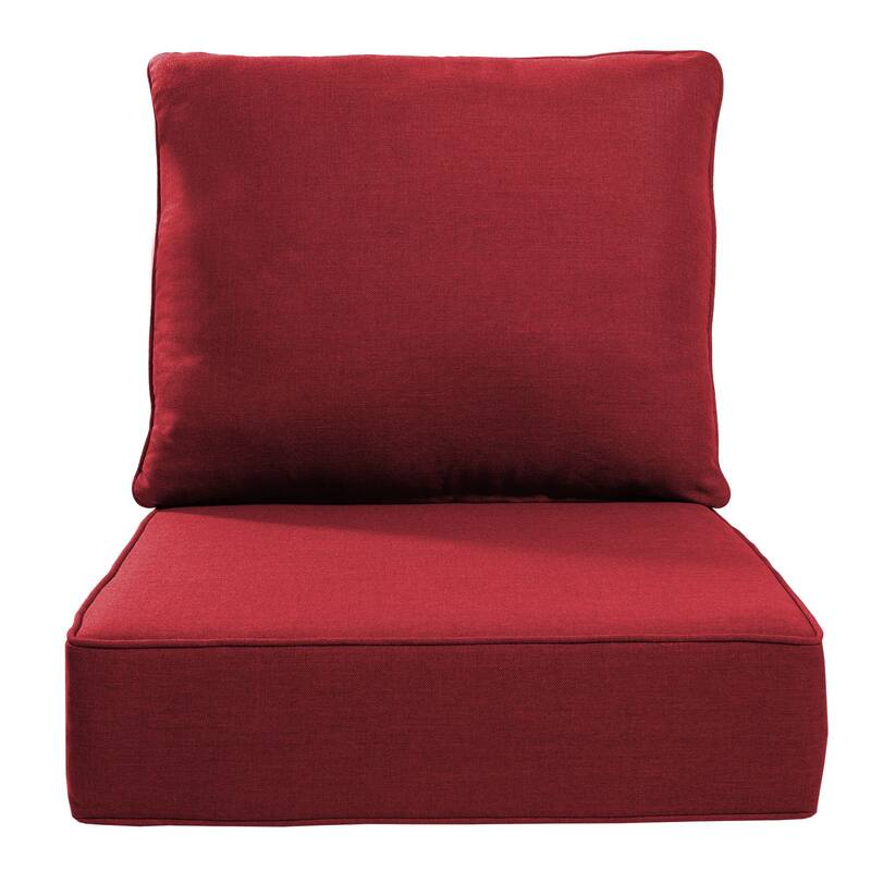 Pocassy 24"x24"x6" Thick Cushions Indoor/Outdoor Deep Seat Cushion - Red - 1 Set Cushion