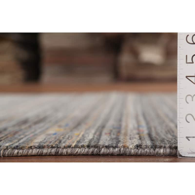 Striped Gabbeh Indian Area Rug Handmade Wool Carpet - 5'1"x 7'11"