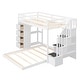 preview thumbnail 26 of 30, Twin Over Full Bunk Bed with 3-Layer Shelves, Drawers, Storage Stairs, Space-Saving, Multi-Functional Design, Grey