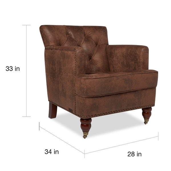 Abbyson Tafton Antique Brown Fabric Tufted Club Chair