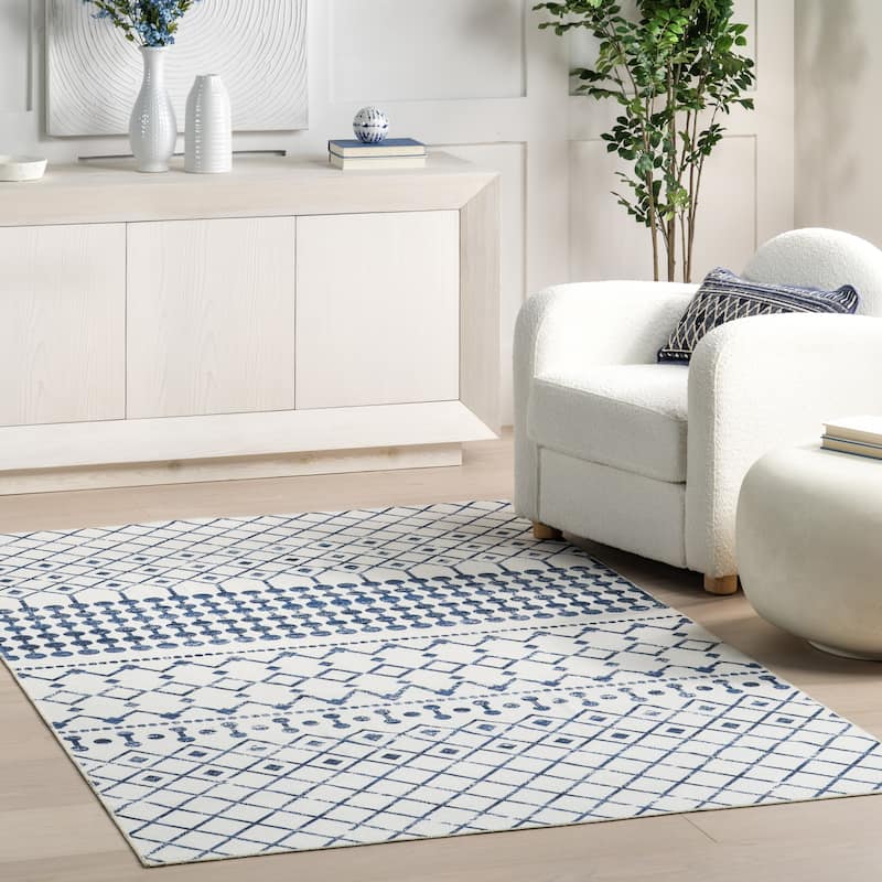 Nuloom Moroccan Blythe SpinClean Machine Washable Area Rug - 5' x 8' - Blue