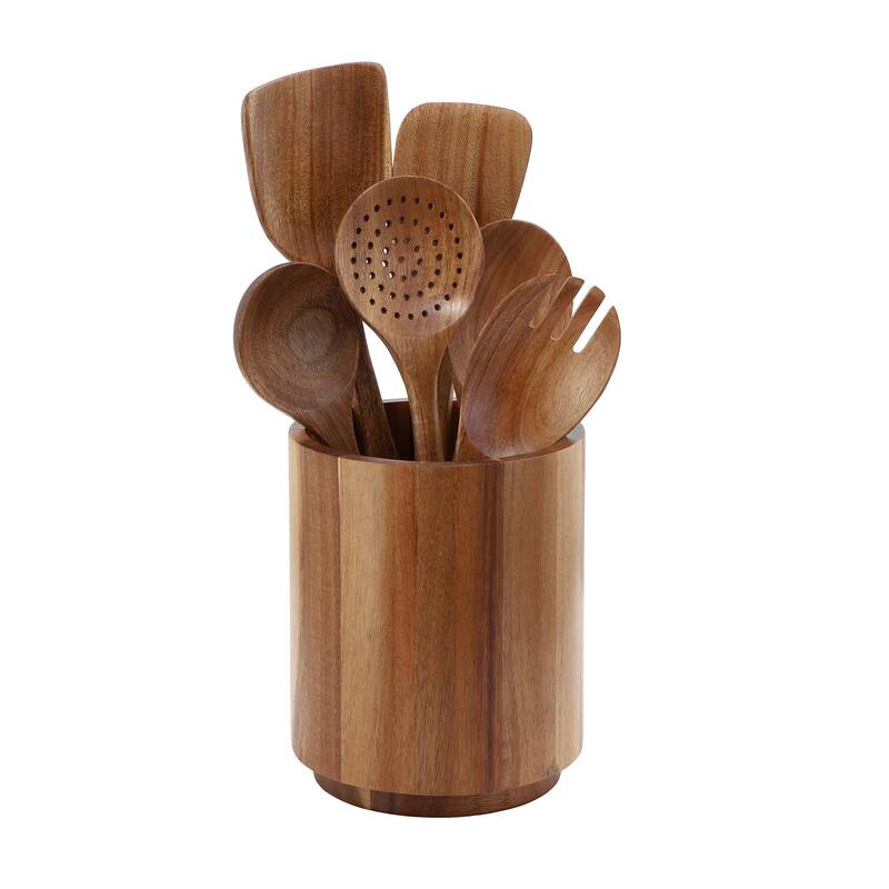MegaChef 7 Piece Acacia Wood Kitchen Cooking Utensil Set