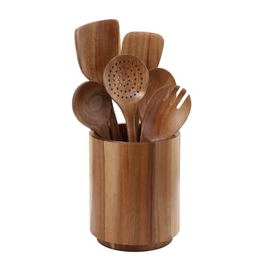 MegaChef 7 Piece Acacia Wood Kitchen Cooking Utensil Set