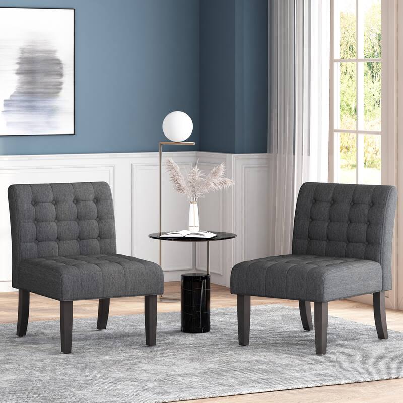 Set of 2 Side Chair Reception Chair Dining Chair Upholstered Chair Charcoal Reading Chair Office Chair - Charcoal