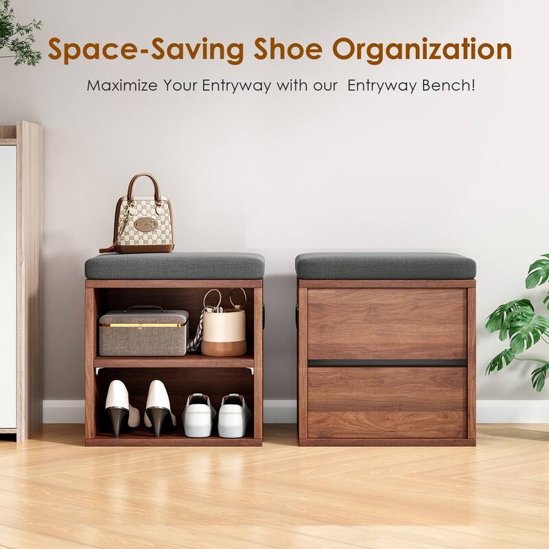 Small Shoe Bench for Entryway with Cushion Shoe Bench with Storage and Seating, Seat Entryway Shoe Rack, Entryway