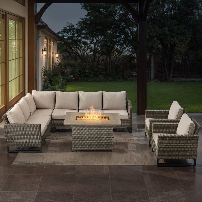 Gymojoy L-Shaped Outdoor Corner Sectional Sofa 6-seats Couch Conversation Set