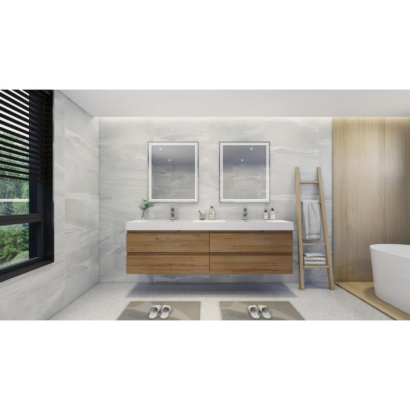 Baillie 84'' Wall-Mounted Vanity with Double Reinforced Acrylic Sink