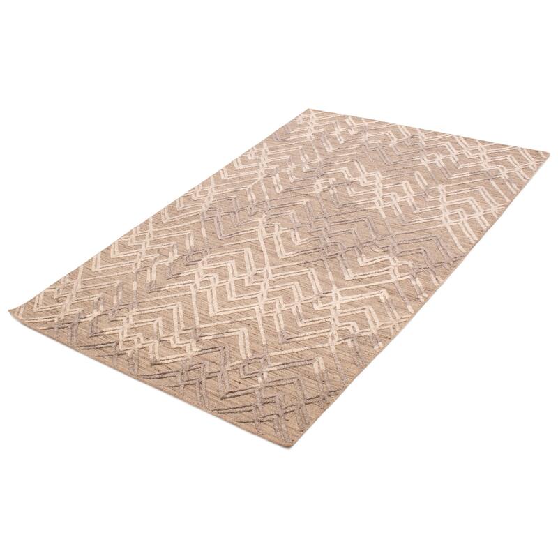 ECARPETGALLERY Hand-knotted Tangier Taupe Wool Rug - 5'2 x 7'11