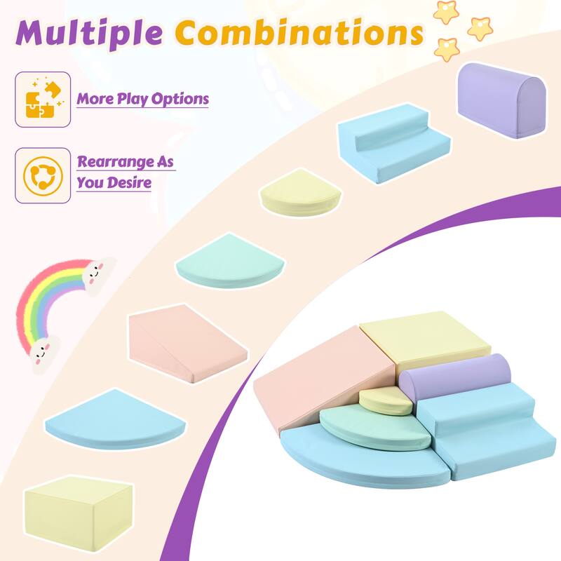 7-Piece Soft Foam Climbing Blocks for Toddlers,Soft Climb& Crawl Playset Indoor, Soft Play Equipment Climb and Crawl Playground
