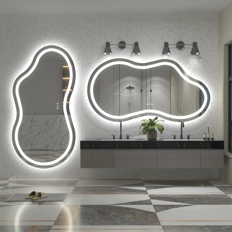 UL Certified Irregular LED Anti-fog Cloud-shaped Wall Bathroom Vanity Mirror