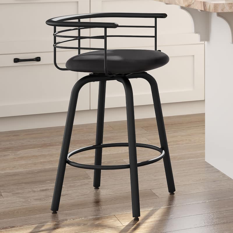 Amisco Turbo Swivel Bar Stool with Distressed Wood Seat